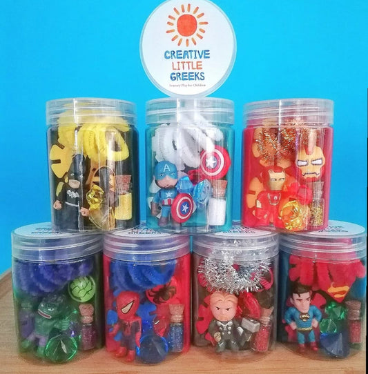 Superheroes Playdough Jars